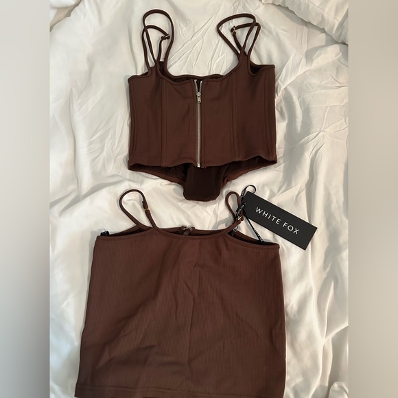 WHITE FOX BROWN CORSET SKIRT SET - Picture 2 of 5